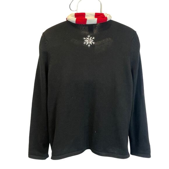 VINTAGE Y2K Classic Elements Santa Scarf Ugly Christmas Cardigan Sweater Size L - Picture 2 of 4